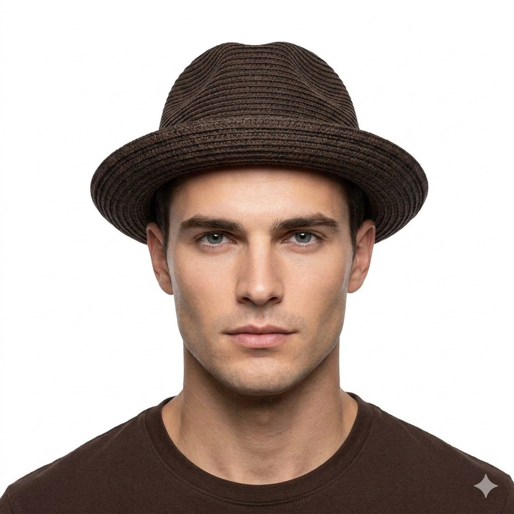 Bailey‎ of Hollywood Breed Brown Braided Straw Fedora Hat Mens Small 55cm